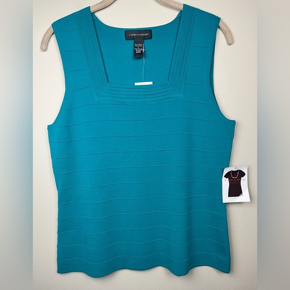 Cable And Guage Square Neck Tank in Turquoise Size Large - Picture 1 of 11
